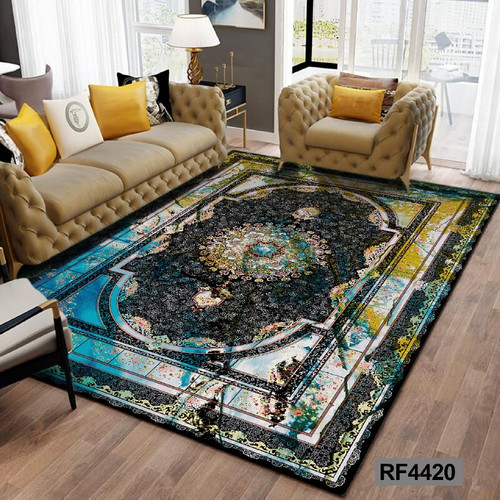 فرشینه مدرن و کلاسیک، با ترکیب رنگهای مختلف، مناسب چیدمانهای امروزی و فضاهای مدرن و کلاسیک