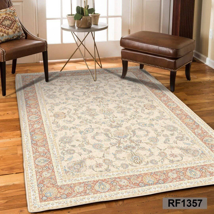 فرشینه مدرن و کلاسیک، با ترکیب رنگهای مختلف، مناسب چیدمانهای امروزی و فضاهای مدرن و کلاسیک