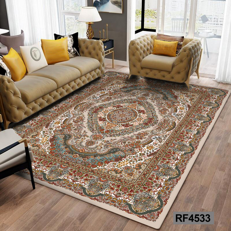 فرشینه مدرن و کلاسیک، با ترکیب رنگهای مختلف، مناسب چیدمانهای امروزی و فضاهای مدرن و کلاسیک