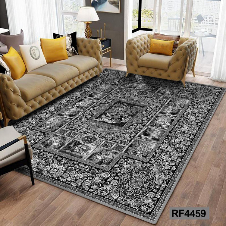 فرشینه مدرن و کلاسیک، با ترکیب رنگهای مختلف، مناسب چیدمانهای امروزی و فضاهای مدرن و کلاسیک